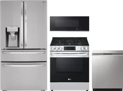 4 Piece Package Includes Refrigerator, Range, Microwave And Dishwasher