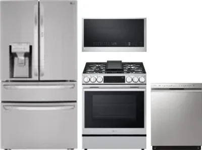 4 Piece Package Includes Refrigerator, Range, Microwave And Dishwasher