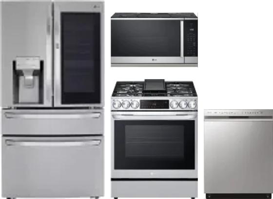 4 Piece Package Includes Refrigerator, Range, Microwave And Dishwasher
