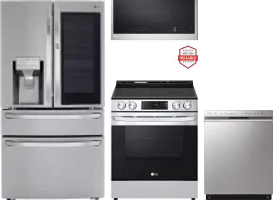 4 Piece Package Includes Refrigerator, Range, Microwave And Dishwasher