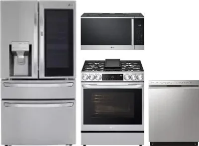 4 Piece Package Includes Refrigerator, Range, Microwave And Dishwasher