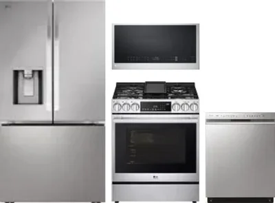 4 Piece Package Includes Refrigerator, Range, Microwave And Dishwasher