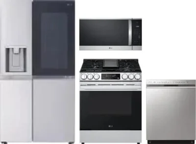 4 Piece Package Includes Refrigerator, Range, Microwave And Dishwasher