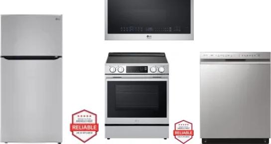 4 Piece Package Includes Refrigerator, Range, Microwave And Dishwasher