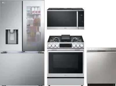 4 Piece Package Includes Refrigerator, Range, Microwave And Dishwasher
