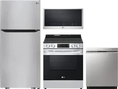 4 Piece Package Includes Refrigerator, Range, Microwave And Dishwasher