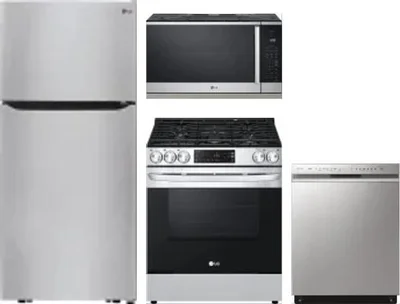 4 Piece Package Includes Refrigerator, Range, Microwave And Dishwasher