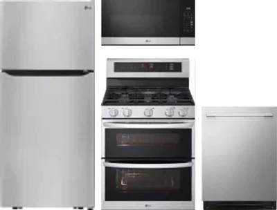 4 Piece Package Includes Refrigerator, Range, Microwave And Dishwasher