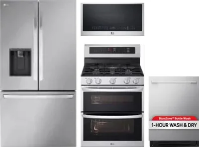 4 Piece Package Includes Refrigerator, Range, Microwave And Dishwasher