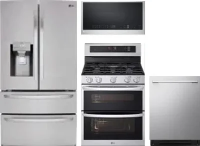 4 Piece Package Includes Refrigerator, Range, Microwave And Dishwasher
