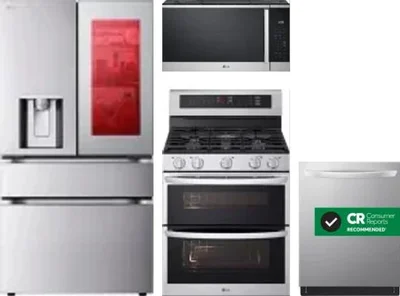 4 Piece Package Includes Refrigerator, Range, Microwave And Dishwasher