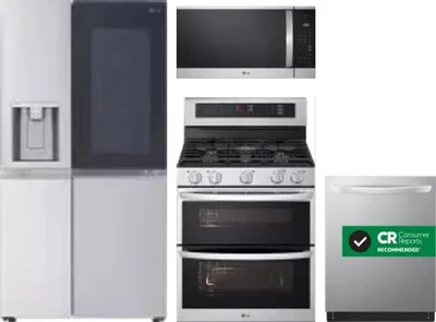 4 Piece Package Includes Refrigerator, Range, Microwave And Dishwasher