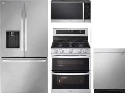 4 Piece Package Includes Refrigerator, Range, Microwave And Dishwasher