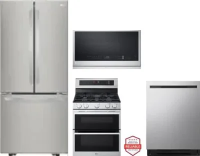 4 Piece Package Includes Refrigerator, Range, Microwave And Dishwasher