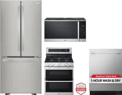 4 Piece Package Includes Refrigerator, Range, Microwave And Dishwasher
