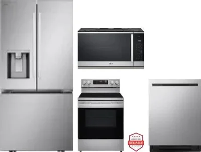 4 Piece Package Includes Refrigerator, Range, Microwave And Dishwasher