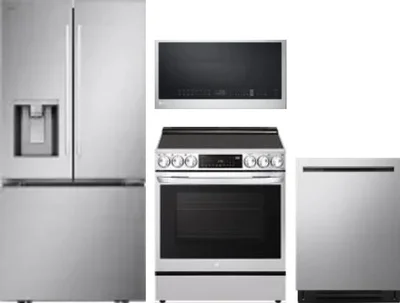 4 Piece Package Includes Refrigerator, Range, Microwave And Dishwasher