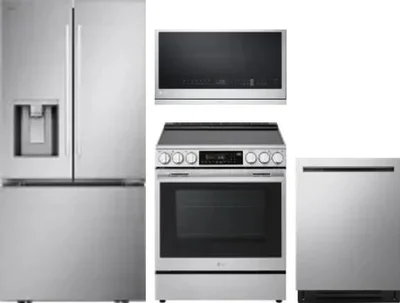 4 Piece Package Includes Refrigerator, Range, Microwave And Dishwasher