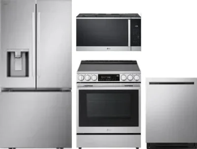 4 Piece Package Includes Refrigerator, Range, Microwave And Dishwasher