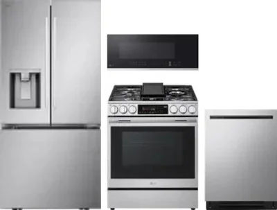 4 Piece Package Includes Refrigerator, Range, Microwave And Dishwasher