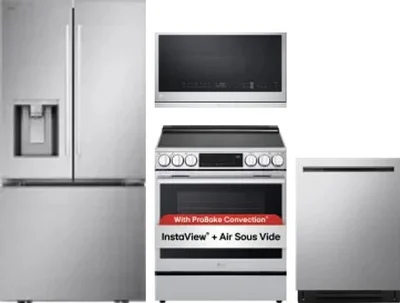 4 Piece Package Includes Refrigerator, Range, Microwave And Dishwasher