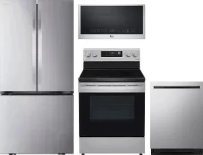 4 Piece Package Includes Refrigerator, Range, Microwave And Dishwasher