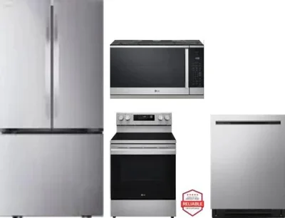 4 Piece Package Includes Refrigerator, Range, Microwave And Dishwasher