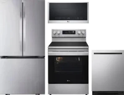 4 Piece Package Includes Refrigerator, Range, Microwave And Dishwasher