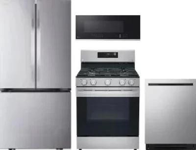4 Piece Package Includes Refrigerator, Range, Microwave And Dishwasher
