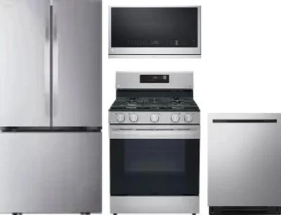 4 Piece Package Includes Refrigerator, Range, Microwave And Dishwasher