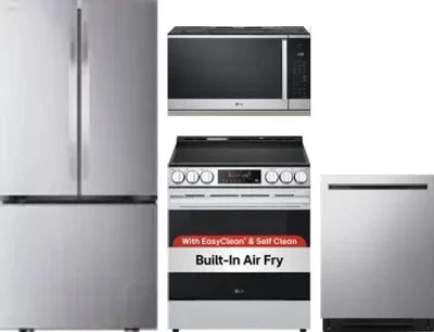 4 Piece Package Includes Refrigerator, Range, Microwave And Dishwasher
