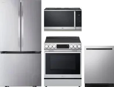 4 Piece Package Includes Refrigerator, Range, Microwave And Dishwasher