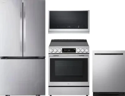 4 Piece Package Includes Refrigerator, Range, Microwave And Dishwasher