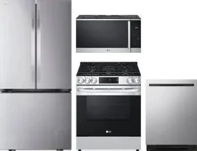4 Piece Package Includes Refrigerator, Range, Microwave And Dishwasher