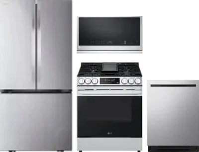 4 Piece Package Includes Refrigerator, Range, Microwave And Dishwasher