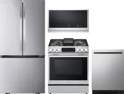 4 Piece Package Includes Refrigerator, Range, Microwave And Dishwasher