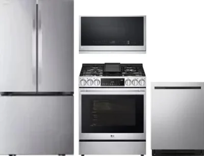 4 Piece Package Includes Refrigerator, Range, Microwave And Dishwasher