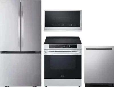 4 Piece Package Includes Refrigerator, Range, Microwave And Dishwasher
