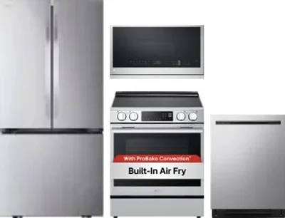 4 Piece Package Includes Refrigerator, Range, Microwave And Dishwasher