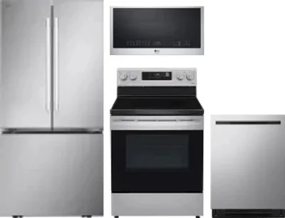 4 Piece Package Includes Refrigerator, Range, Microwave And Dishwasher