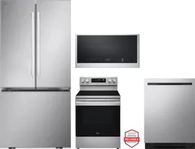 4 Piece Package Includes Refrigerator, Range, Microwave And Dishwasher