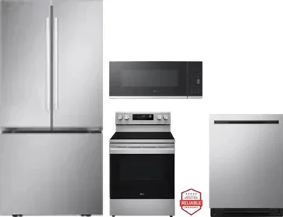 4 Piece Package Includes Refrigerator, Range, Microwave And Dishwasher