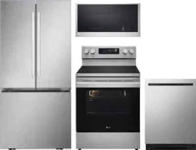 4 Piece Package Includes Refrigerator, Range, Microwave And Dishwasher
