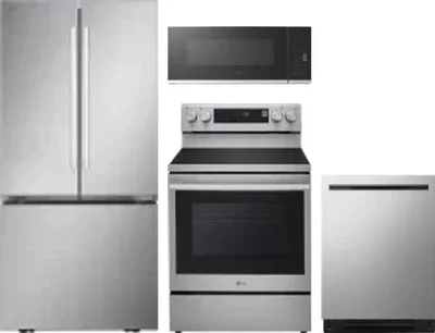 4 Piece Package Includes Refrigerator, Range, Microwave And Dishwasher