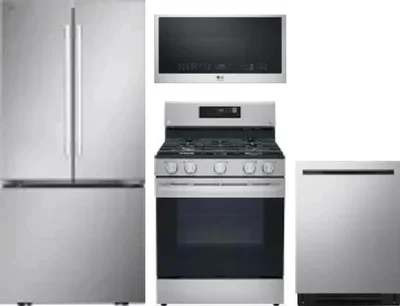 4 Piece Package Includes Refrigerator, Range, Microwave And Dishwasher