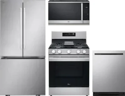 4 Piece Package Includes Refrigerator, Range, Microwave And Dishwasher