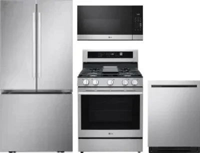 4 Piece Package Includes Refrigerator, Range, Microwave And Dishwasher