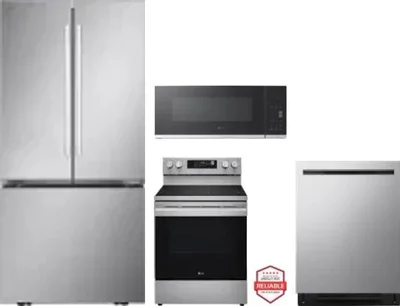 4 Piece Package Includes Refrigerator, Range, Microwave And Dishwasher