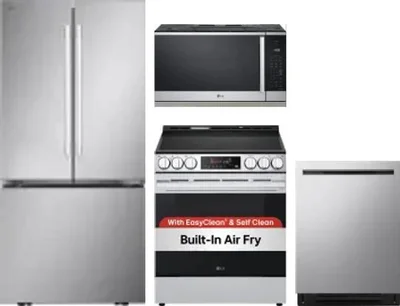 4 Piece Package Includes Refrigerator, Range, Microwave And Dishwasher