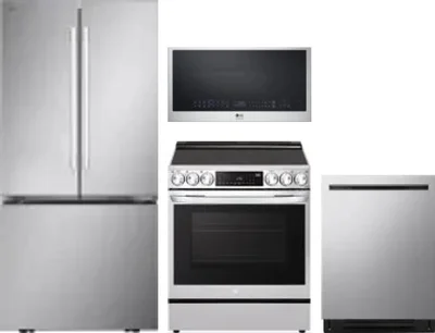 4 Piece Package Includes Refrigerator, Range, Microwave And Dishwasher